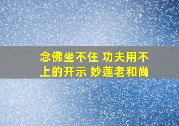 念佛坐不住 功夫用不上的开示 妙莲老和尚